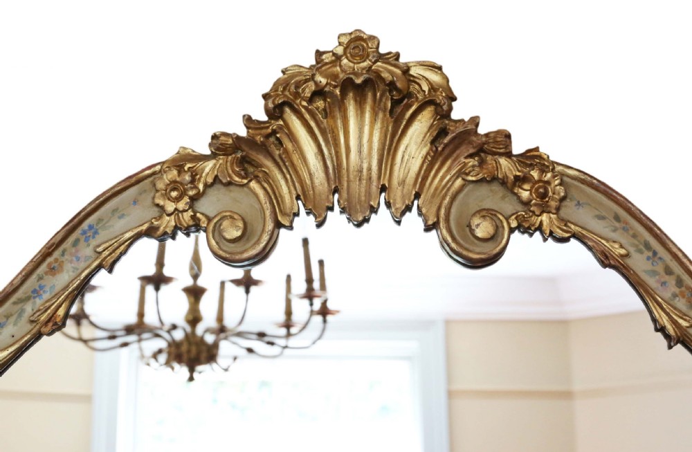 ANTIQUE PAIR OF LARGE QUALITY DECORATED GILT WALL MIRRORS 19TH CENTURY View VI