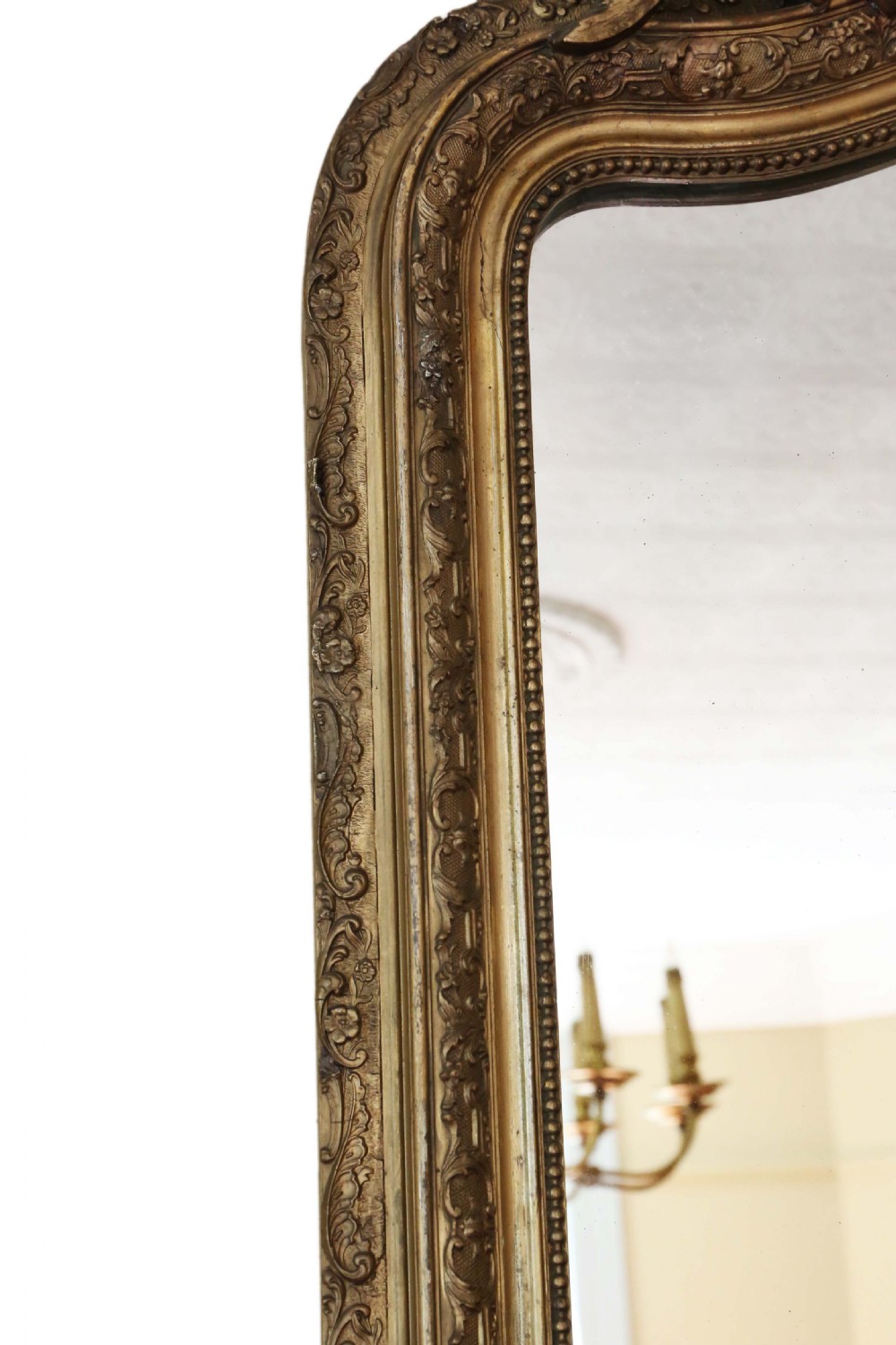 ANTIQUE LARGE FINE QUALITY GILT OVERMANTLE WALL MIRROR LATE 19TH CENTURY View II