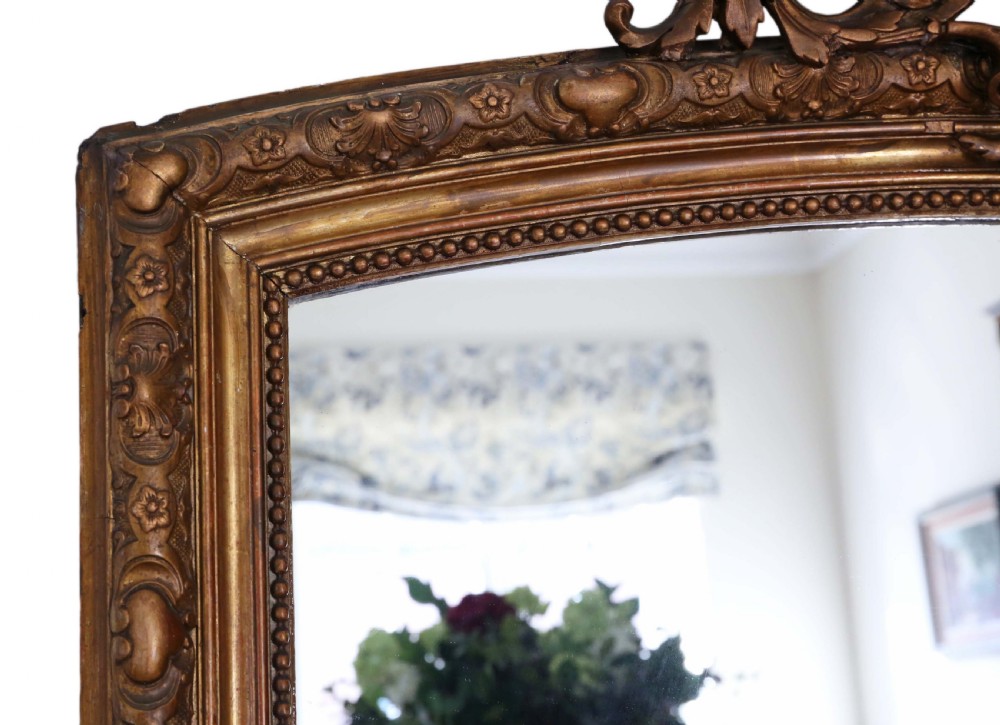 ANTIQUE VERY LARGE QUALITY GILT OVERMANTLE WALL MIRROR 19TH CENTURY
 View III