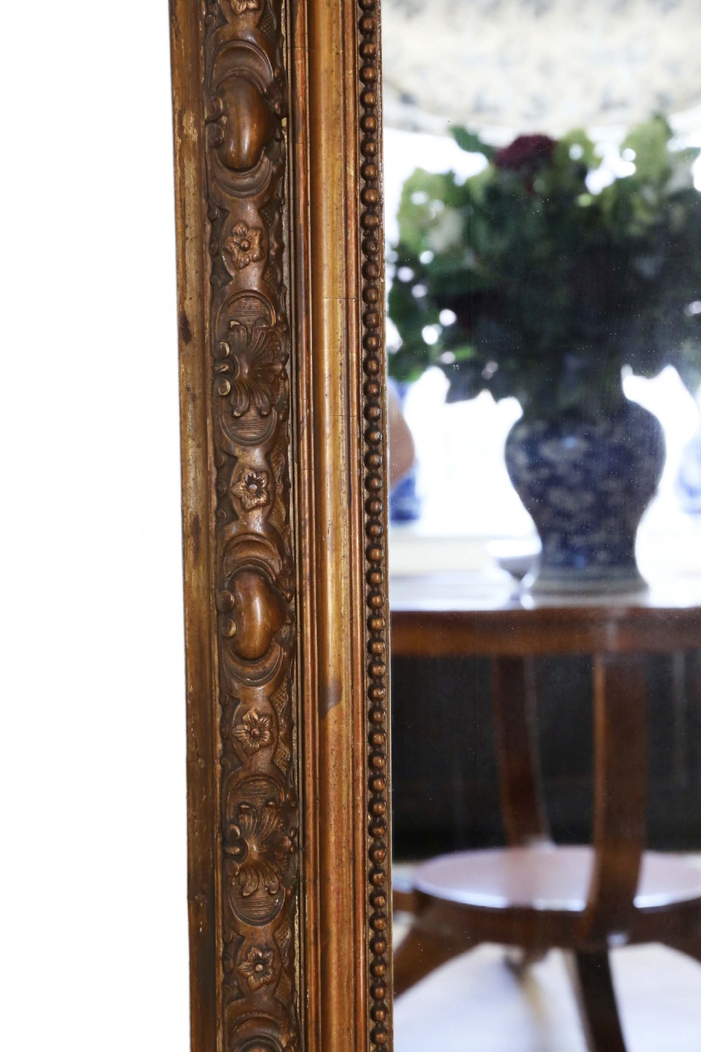 ANTIQUE VERY LARGE QUALITY GILT OVERMANTLE WALL MIRROR 19TH CENTURY
 View IV