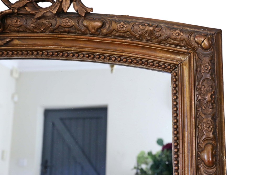 ANTIQUE VERY LARGE QUALITY GILT OVERMANTLE WALL MIRROR 19TH CENTURY
 View V