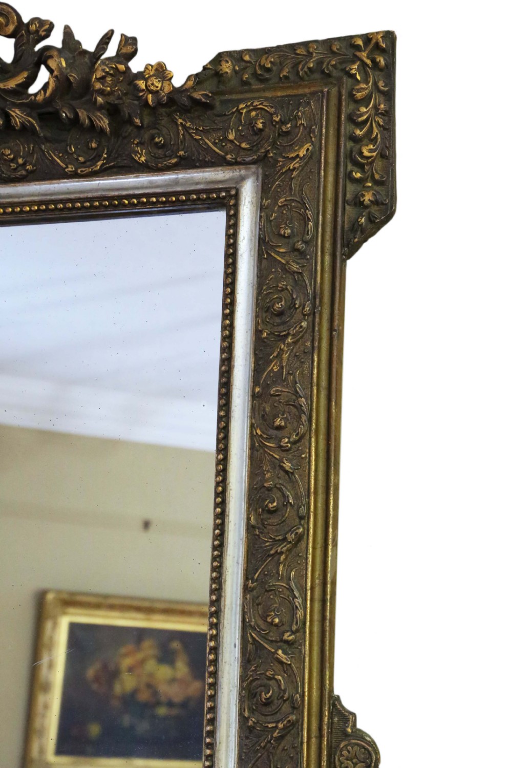 ANTIQUE RARE LARGE FINE QUALITY FRENCH 19TH CENTURY GILT MIRROR View III