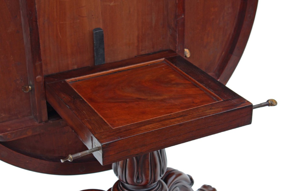 ANTIQUE FINE QUALITY VICTORIAN 19C ROSEWOOD TILT TOP TABLE View XII
