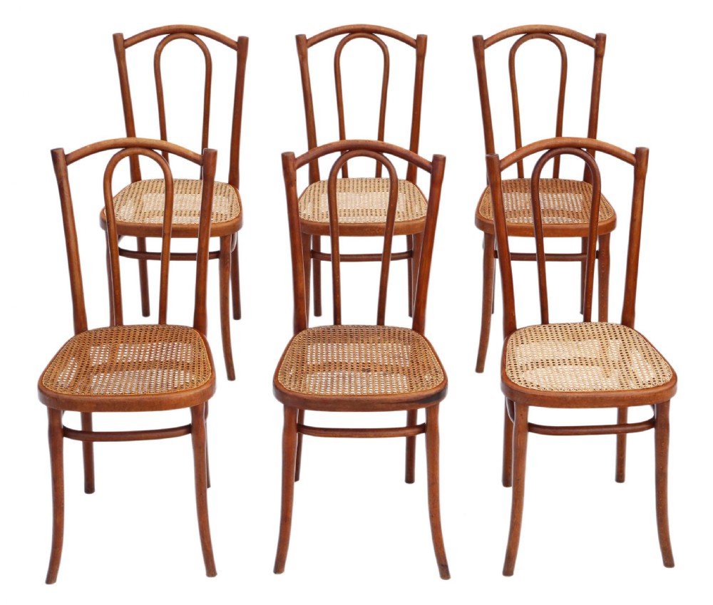 ANTIQUE QUALITY SET OF 6 VICTORIAN THONET BENTWOOD BEECH DINING CHAIRS EARLY 20TH CENTURY