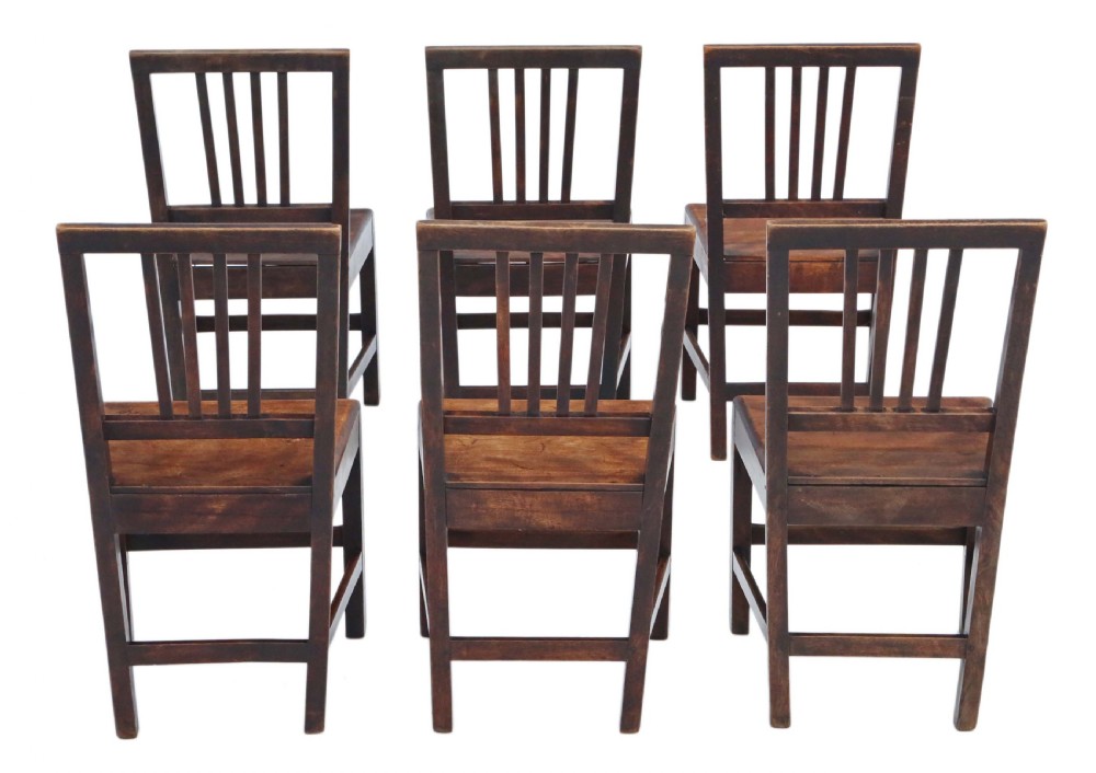 ANTIQUE QUALITY SET OF 6 VICTORIAN ELM DINING CHAIRS 19TH CENTURY View II
