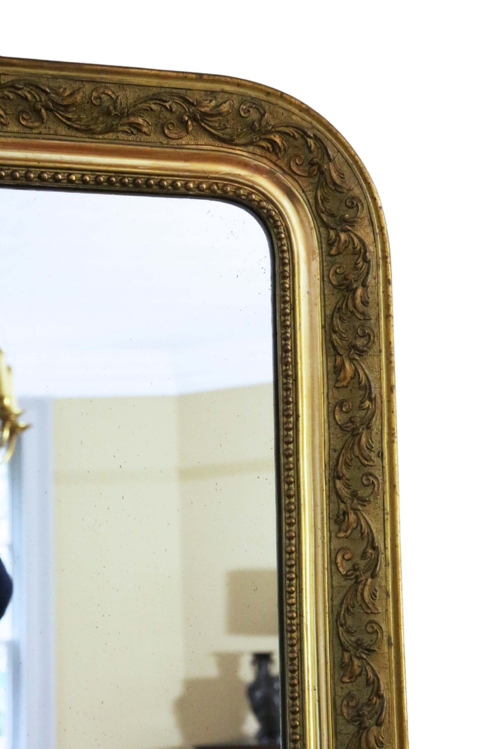 ANTIQUE RARE LARGE FINE QUALITY 19TH CENTURY GILT OVERMANTLE MIRROR View III