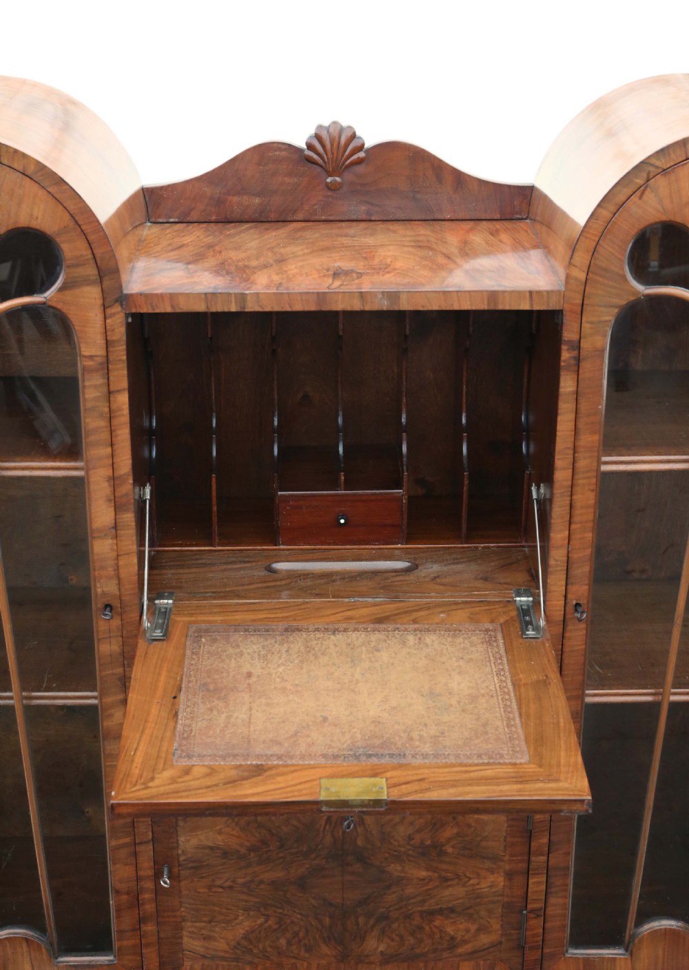 ANTIQUE QUALITY WALNUT ART DECO C1920 BUREAU BOOKCASE  View III