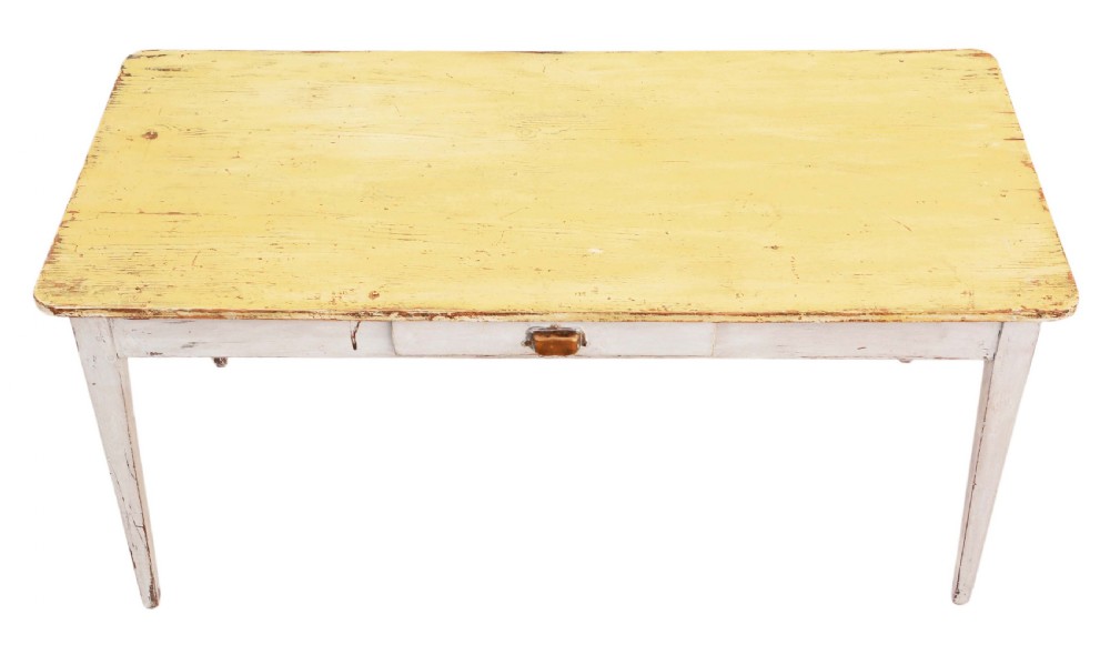 ANTIQUE FRENCH PINE AND FRUITWOOD KITCHEN TABLE C1920 WITH DRAWER View II