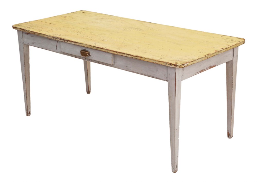 ANTIQUE FRENCH PINE AND FRUITWOOD KITCHEN TABLE C1920 WITH DRAWER View IV