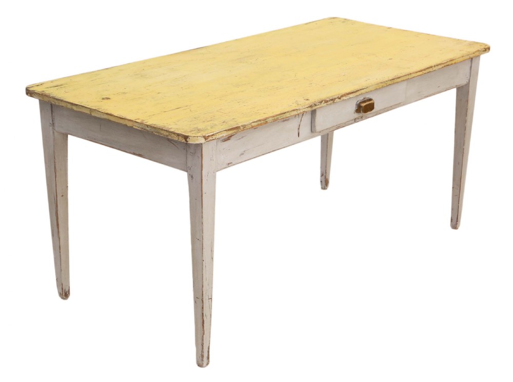 ANTIQUE FRENCH PINE AND FRUITWOOD KITCHEN TABLE C1920 WITH DRAWER View VII