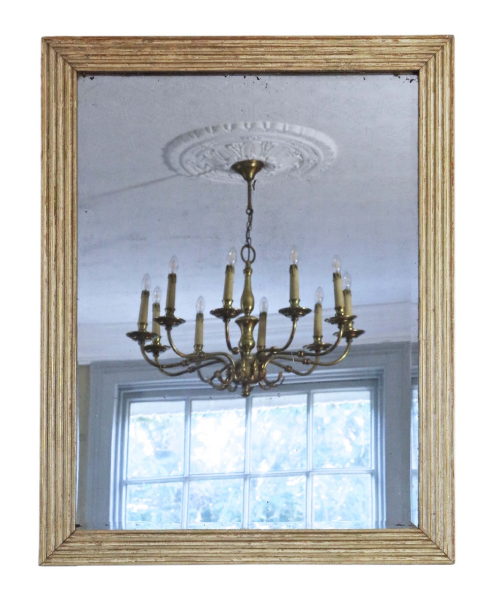 ANTIQUE 19TH CENTURY LARGE QUALITY GILT AND WHITE OVERMANTLE MIRROR