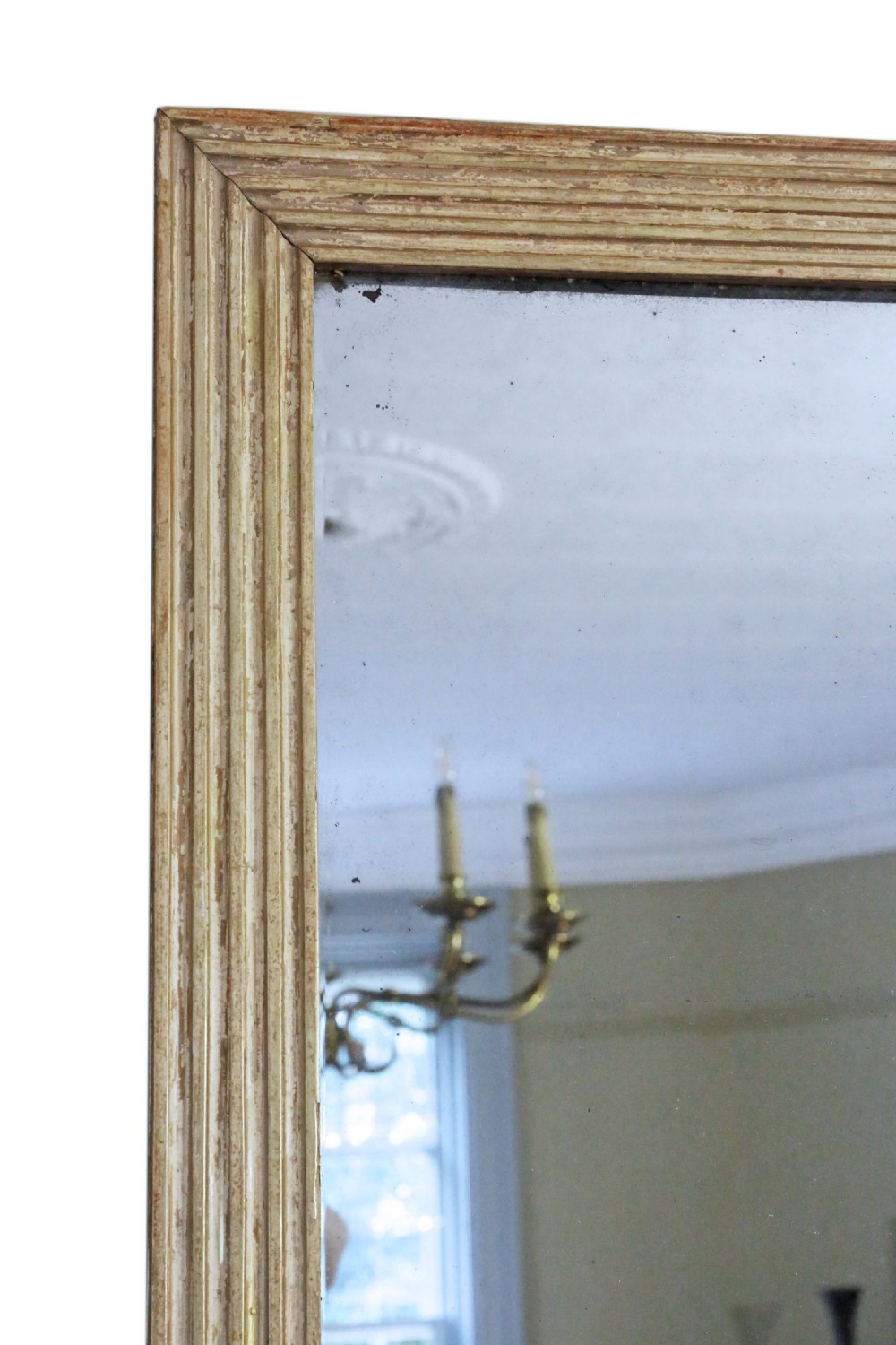 ANTIQUE 19TH CENTURY LARGE QUALITY GILT AND WHITE OVERMANTLE MIRROR View III