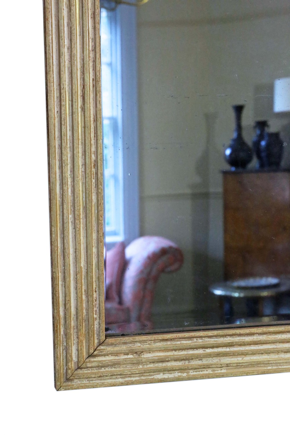 ANTIQUE 19TH CENTURY LARGE QUALITY GILT AND WHITE OVERMANTLE MIRROR View VI