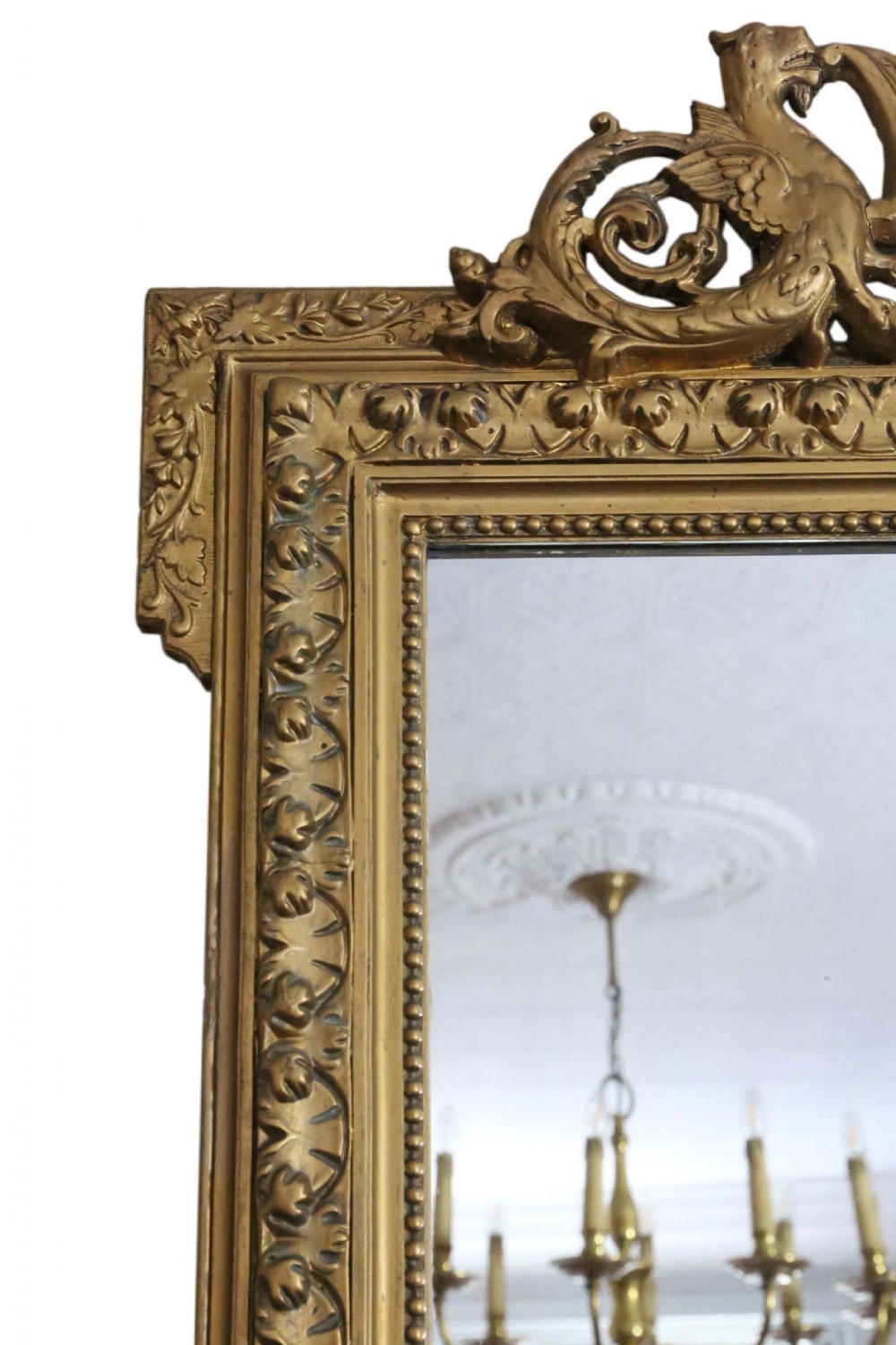 ANTIQUE 19TH CENTURY LARGE QUALITY GILT  OVERMANTLE MIRROR View III