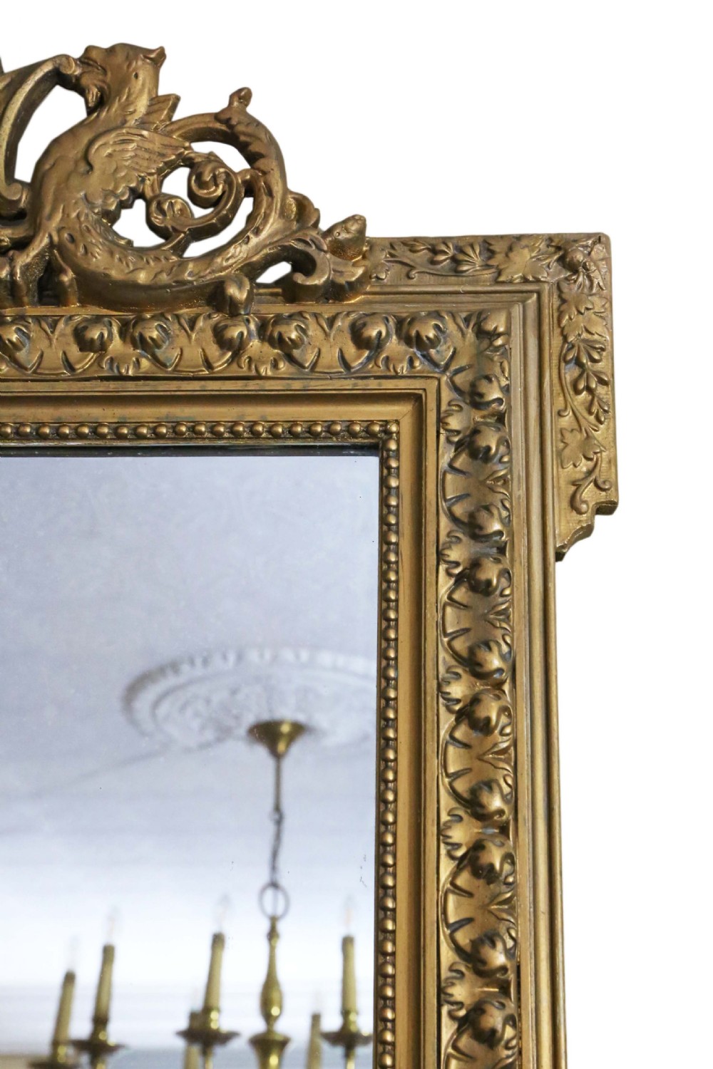 ANTIQUE 19TH CENTURY LARGE QUALITY GILT  OVERMANTLE MIRROR View IV