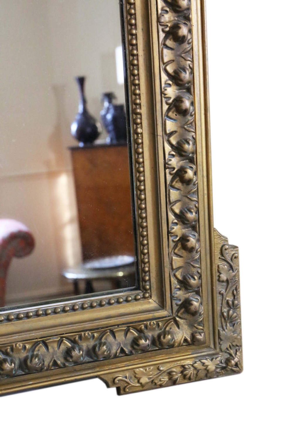 ANTIQUE 19TH CENTURY LARGE QUALITY GILT  OVERMANTLE MIRROR View V