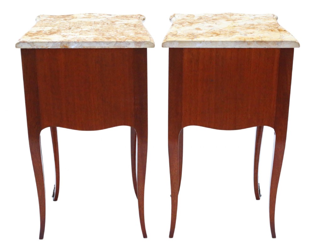 ANTIQUE FINE QUALITY PAIR OF FRENCH MARQUETRY BEDSIDE TABLES  View VII