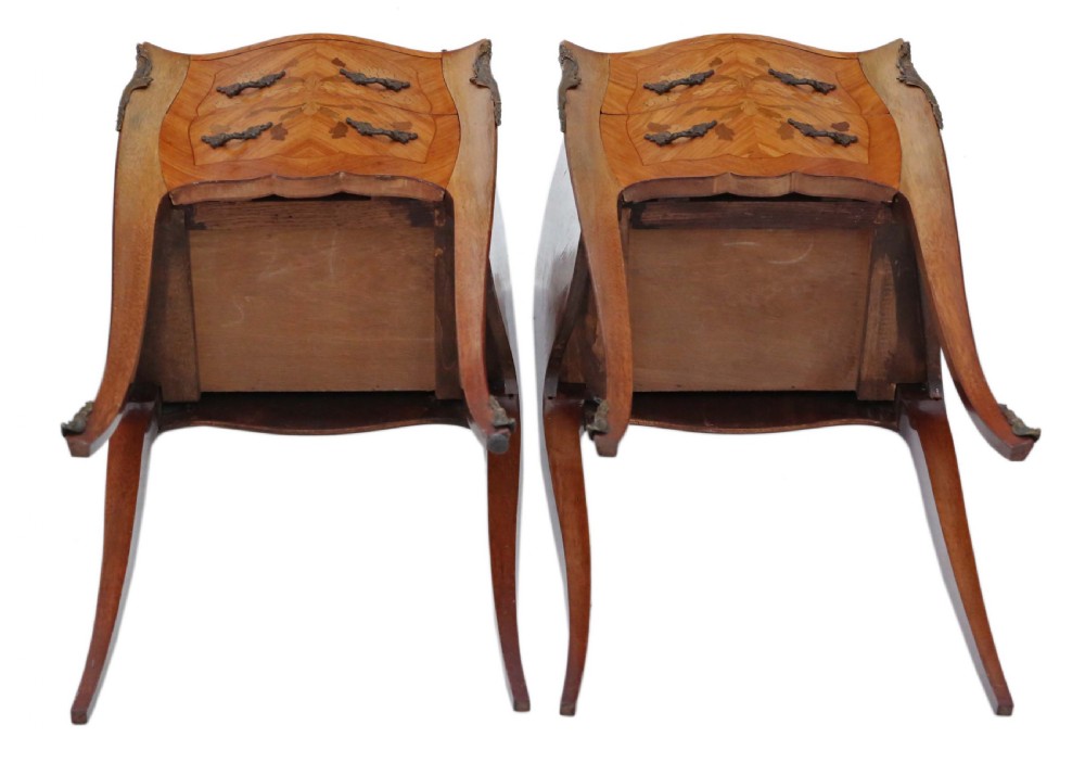 ANTIQUE FINE QUALITY PAIR OF FRENCH MARQUETRY BEDSIDE TABLES  View VIII