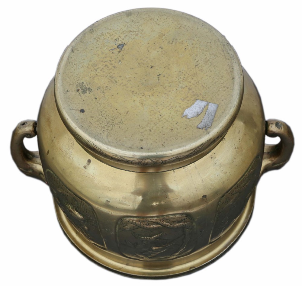 Antique vintage Oriental Japanese large bronze jardinière planter C1925 View VI