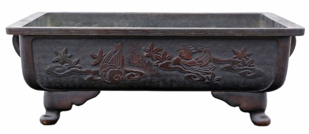 Antique Oriental Japanese large fine quality bronze jardinière planter Meiji Period C1880 Suiban Ikebana