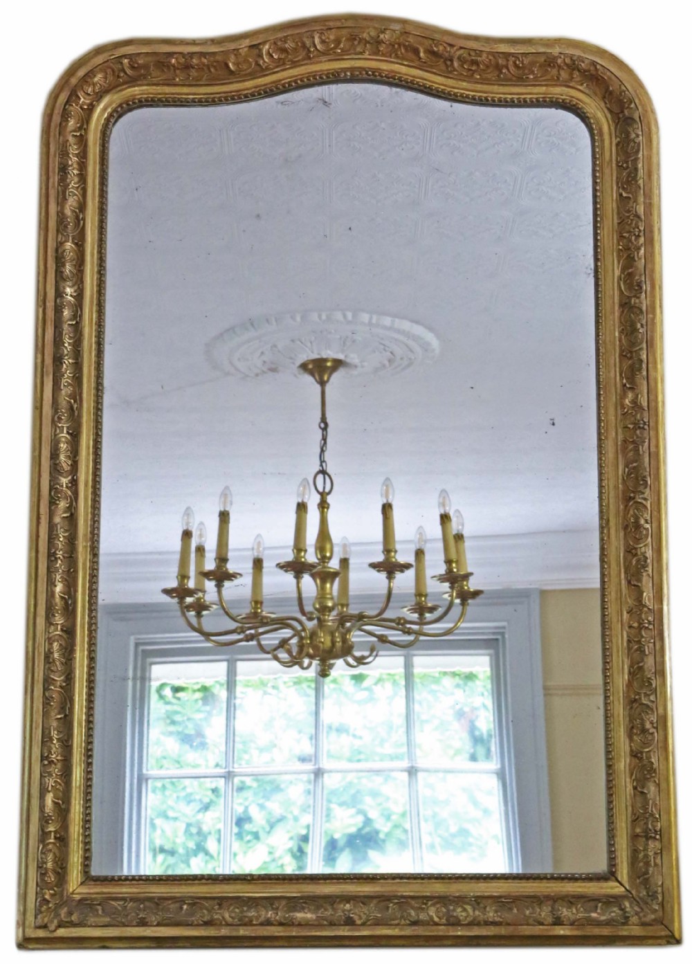 Antique large quality French gilt overmantle wall mirror 19th Century