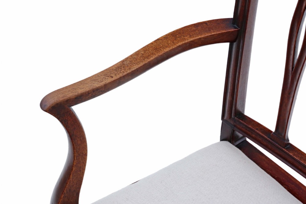 Antique fine quality set of eight (6 + 2) Georgian mahogany dining chairs C1820 View VII