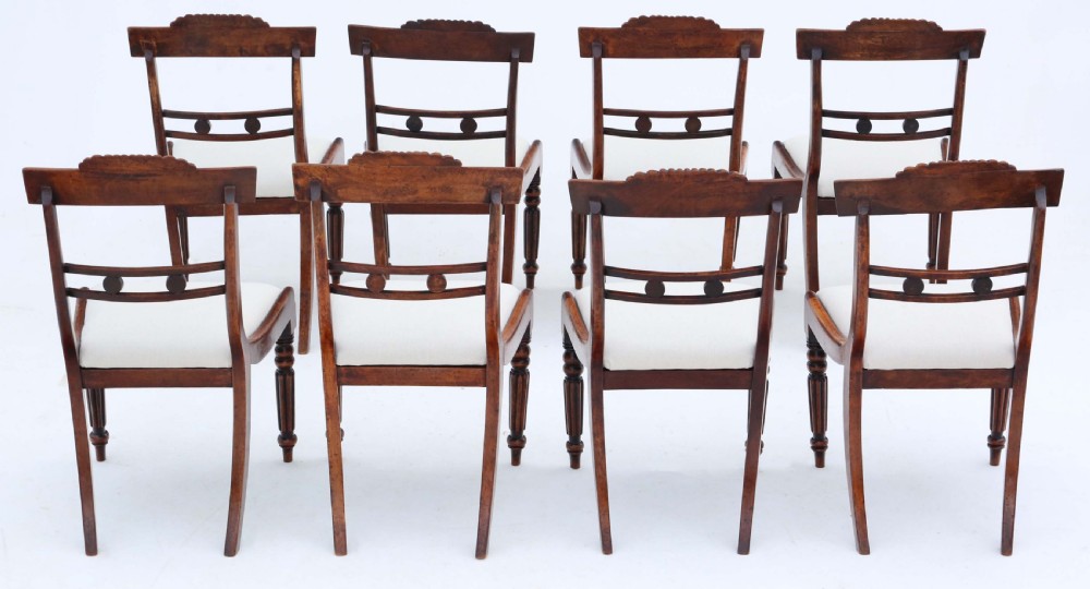 Antique fine quality set of 8 Regency mahogany dining chairs C1830 View II