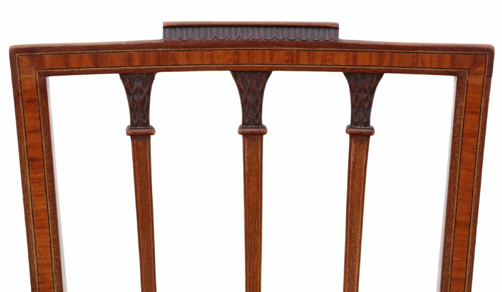 Antique fine quality set of eight (6 + 2) Georgian revival mahogany dining chairs C1900 View VII