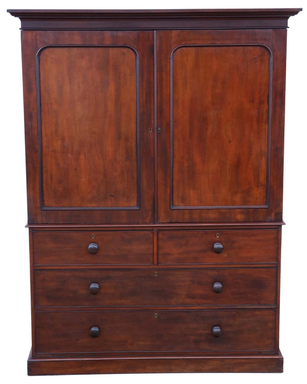 Antique fine quality 19th Century mahogany linen press by Edwards and Roberts