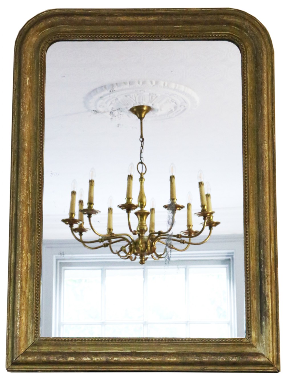 Antique large quality gilt overmantle mirror late 19th Century