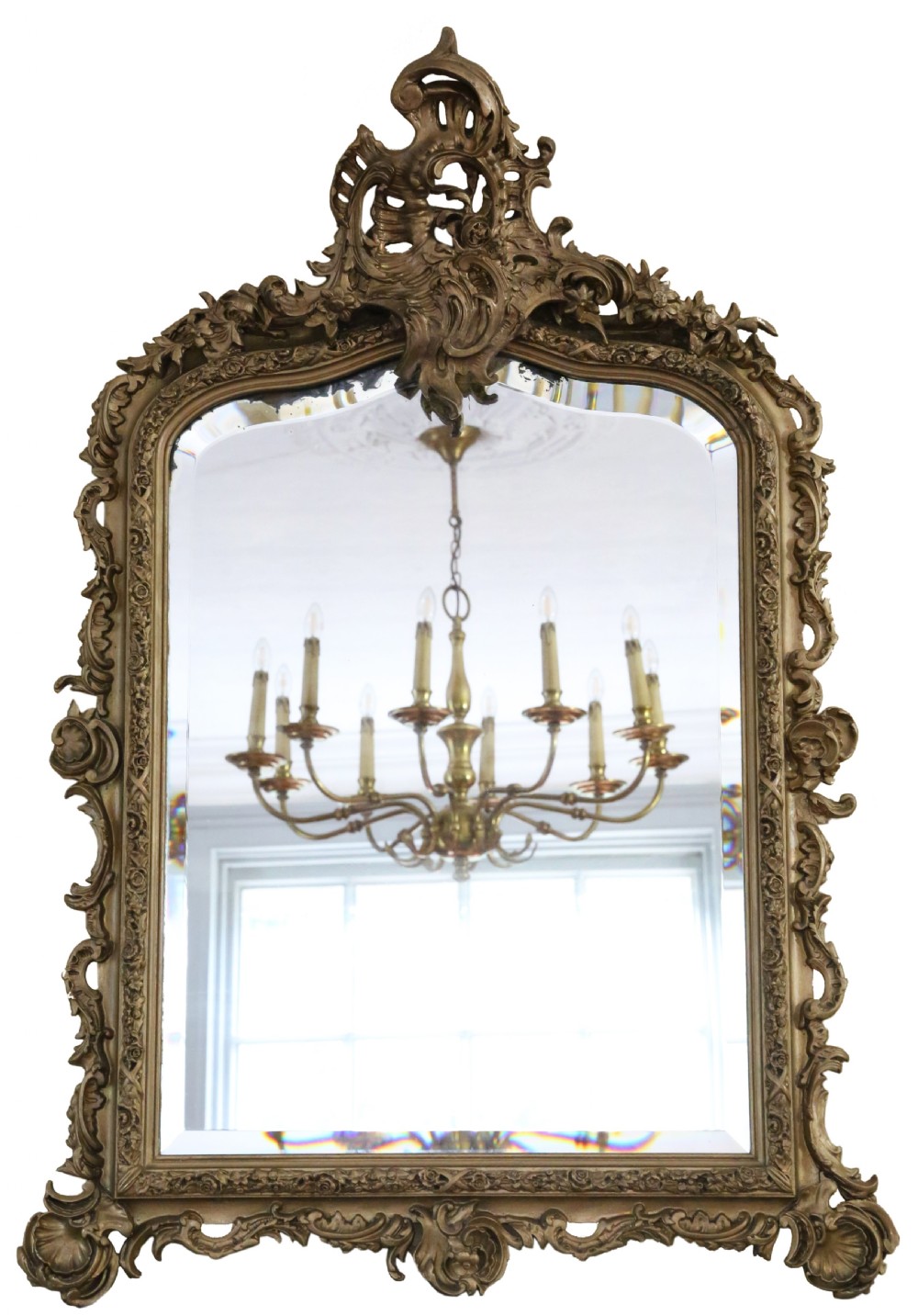 Antique large fine quality decorative gilt overmantle mirror 19th Century