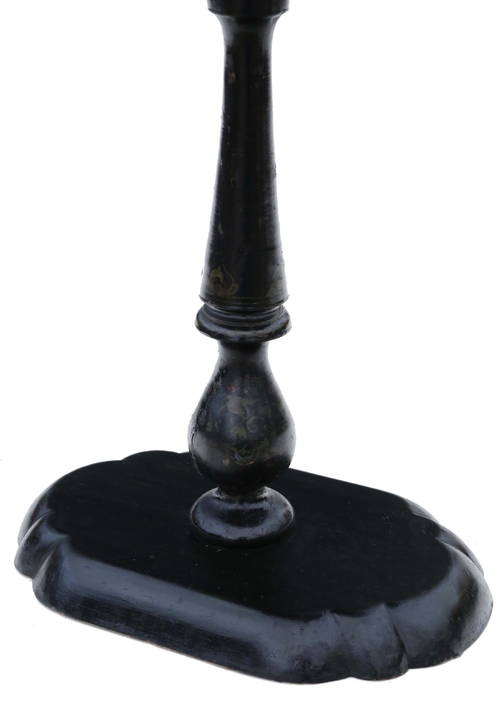 Antique Victorian C1880 hand decorated inlaid papier mache supper table with a tilt top View IV