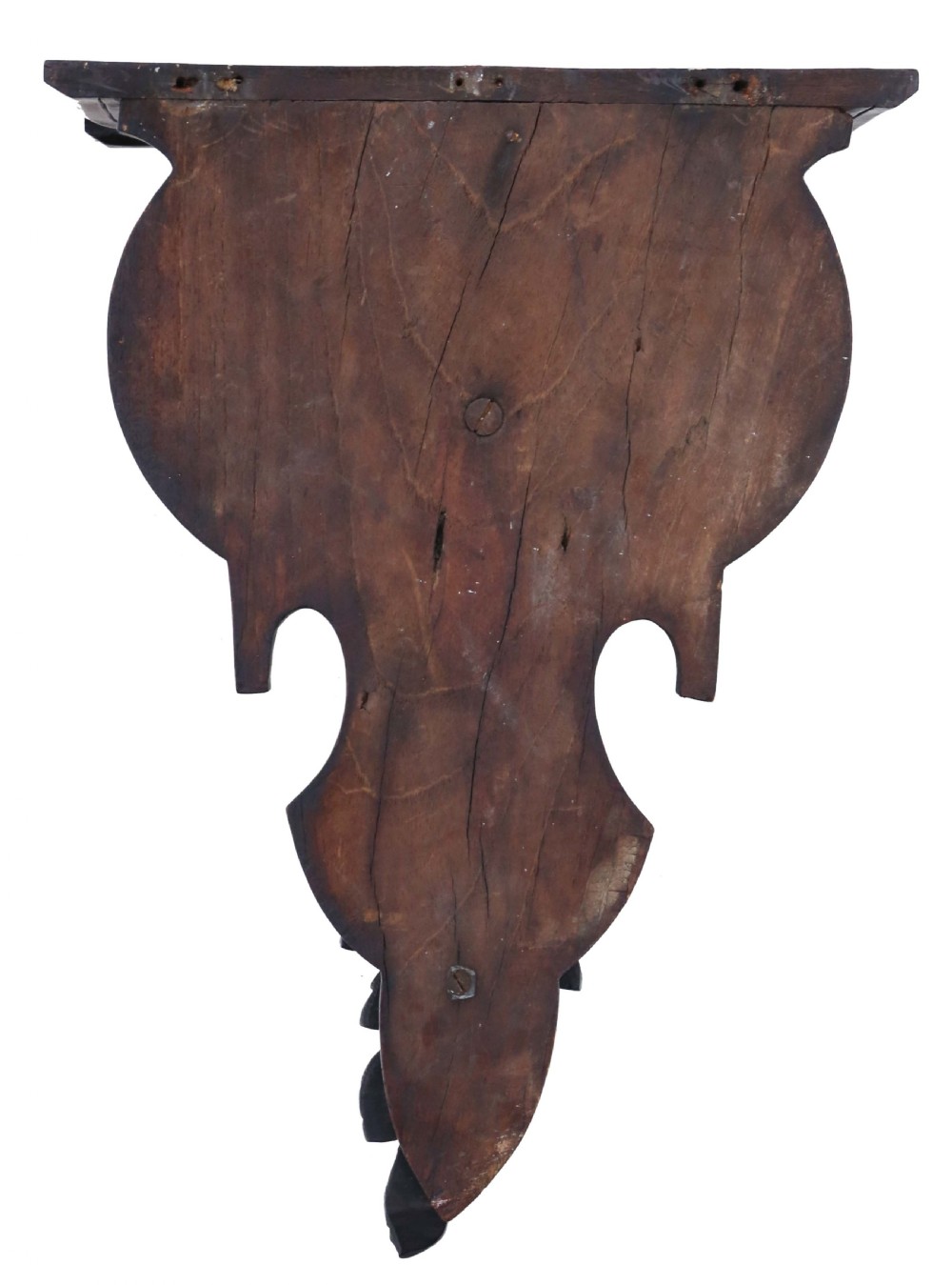 Antique 19th Century carved walnut clock or decorative item wall bracket mount shelf View VI