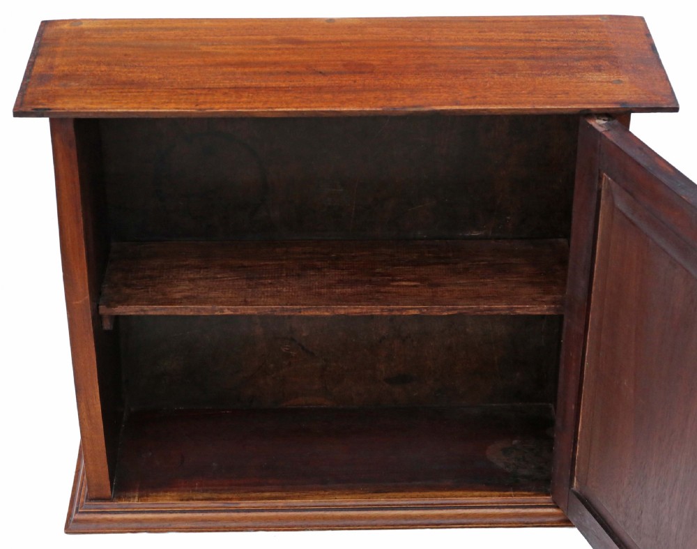 Antique 19th Century mahogany wall cupboard with original oil painting on the door View V