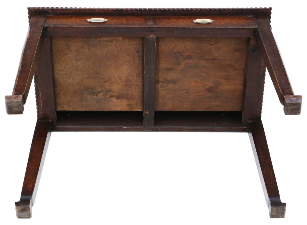 Antique fine quality late 19th Century oak writing table View VII