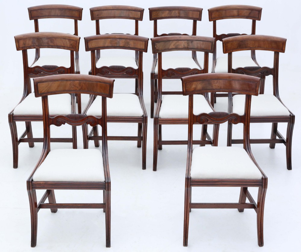 Antique fine quality set of 10 early 19th Century Regency mahogany dining chairs