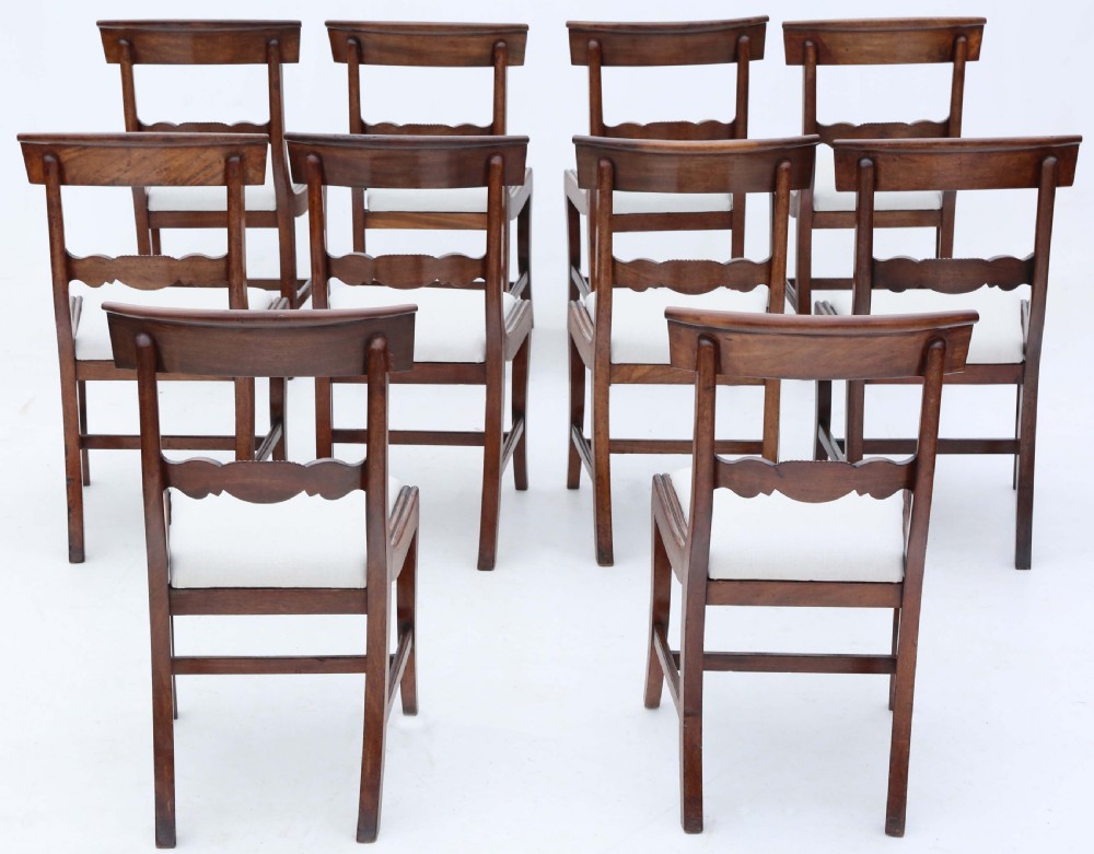 Antique fine quality set of 10 early 19th Century Regency mahogany dining chairs View II