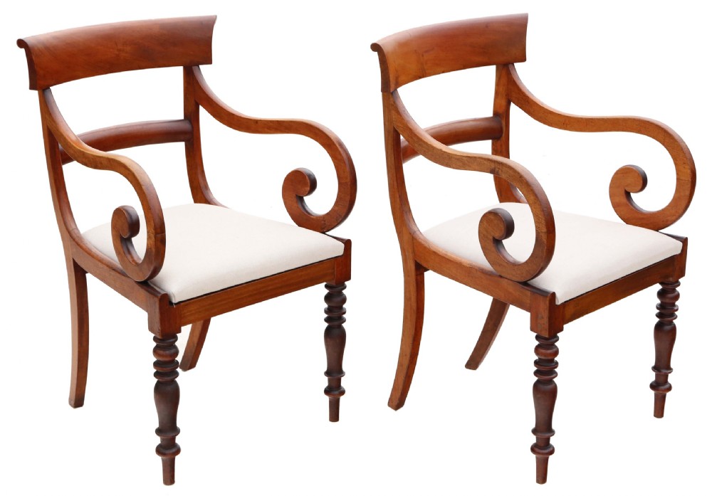 Antique fine quality pair of 19th Century mahogany elbow carver dining chairs View IV