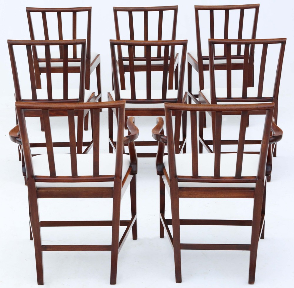 Antique fine quality set of eight (6 plus 2) early 19th Century Regency mahogany dining chairs View II