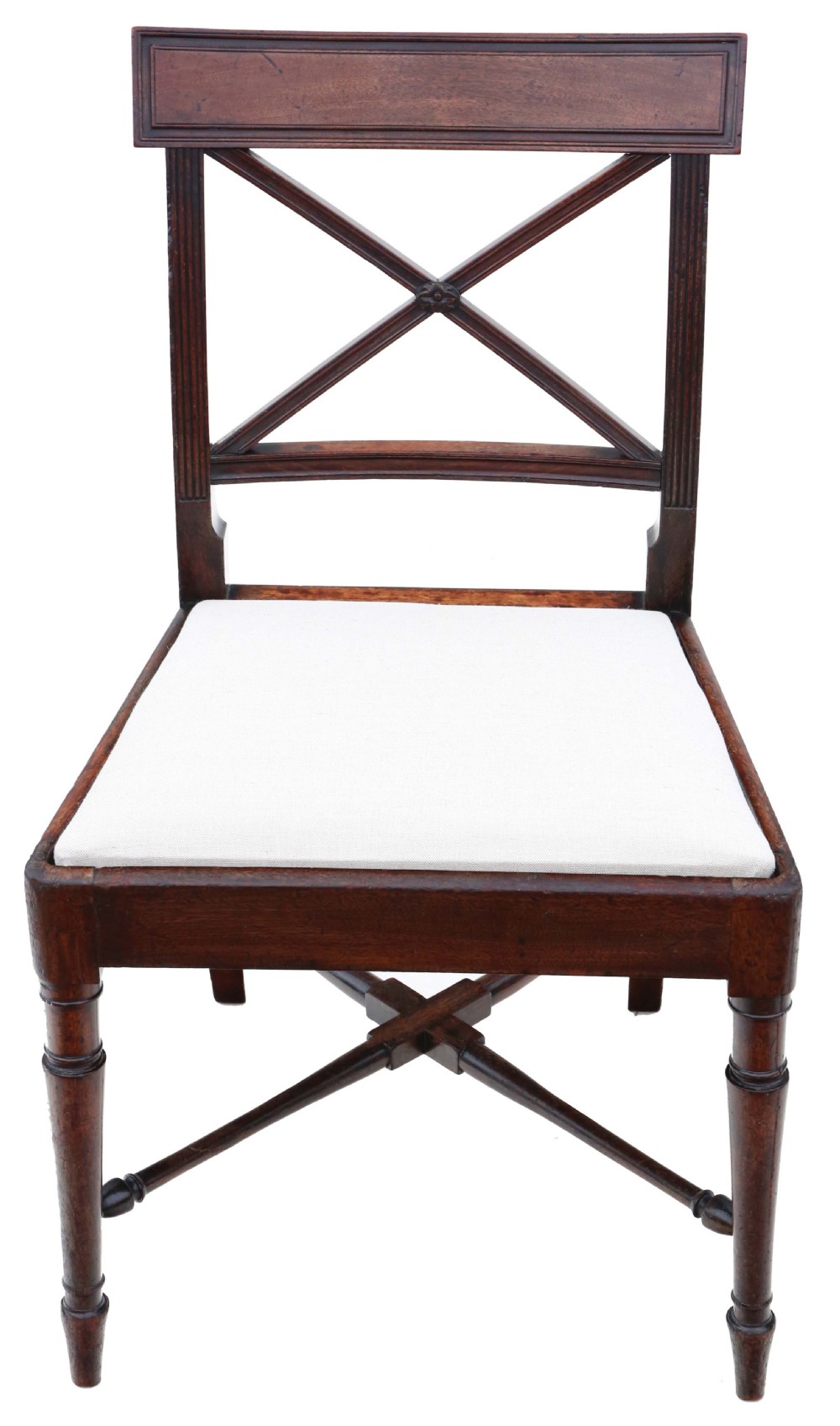 Antique fine quality matched set of 8 (6 plus 2) early 19th Century Regency mahogany x-frame dining chairs View VI
