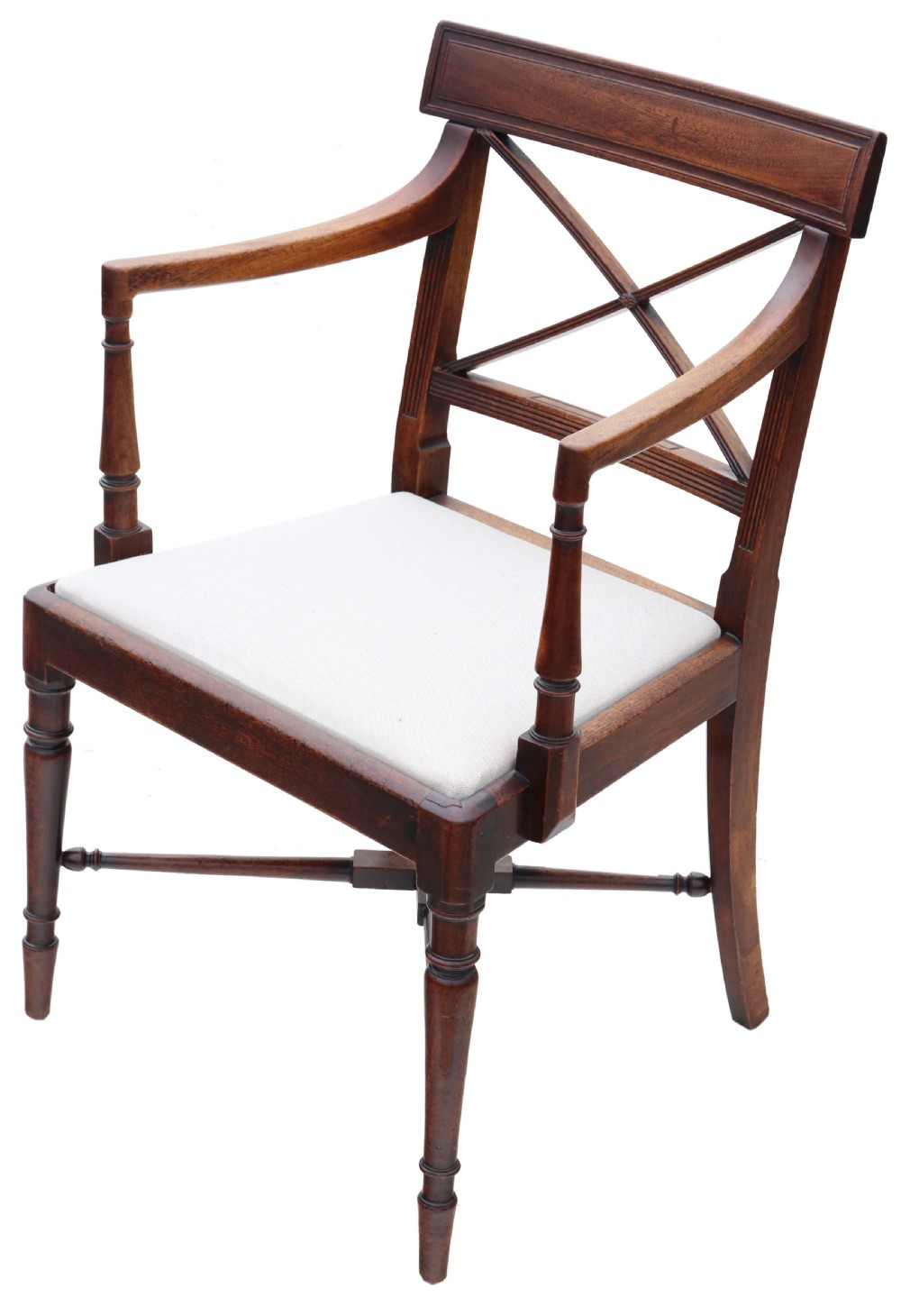 Antique fine quality matched set of 8 (6 plus 2) early 19th Century Regency mahogany x-frame dining chairs View VII