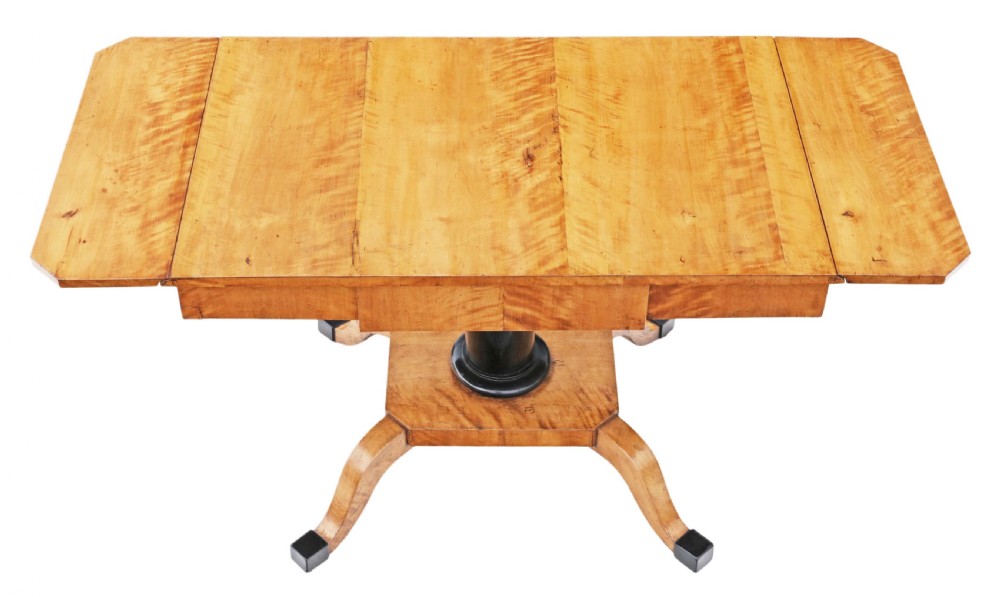 Antique fine quality early 19th Century Swedish Biedermeier satin birch sofa table View II