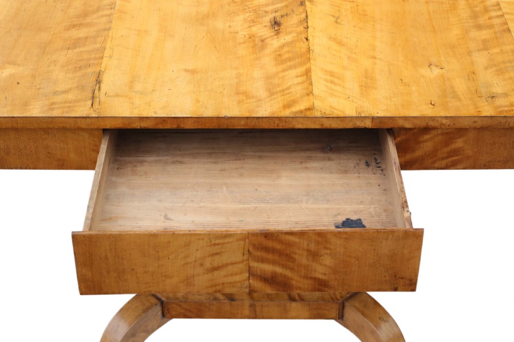 Antique fine quality early 19th Century Swedish Biedermeier satin birch sofa table View VII