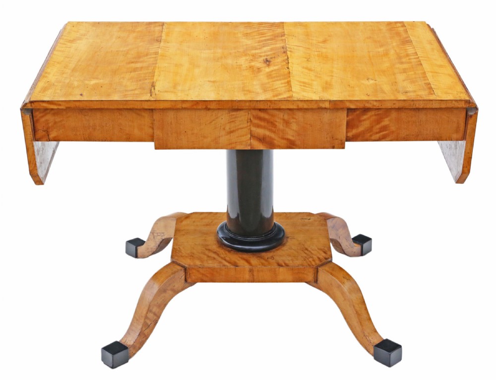 Antique fine quality early 19th Century Swedish Biedermeier satin birch sofa table View VIII