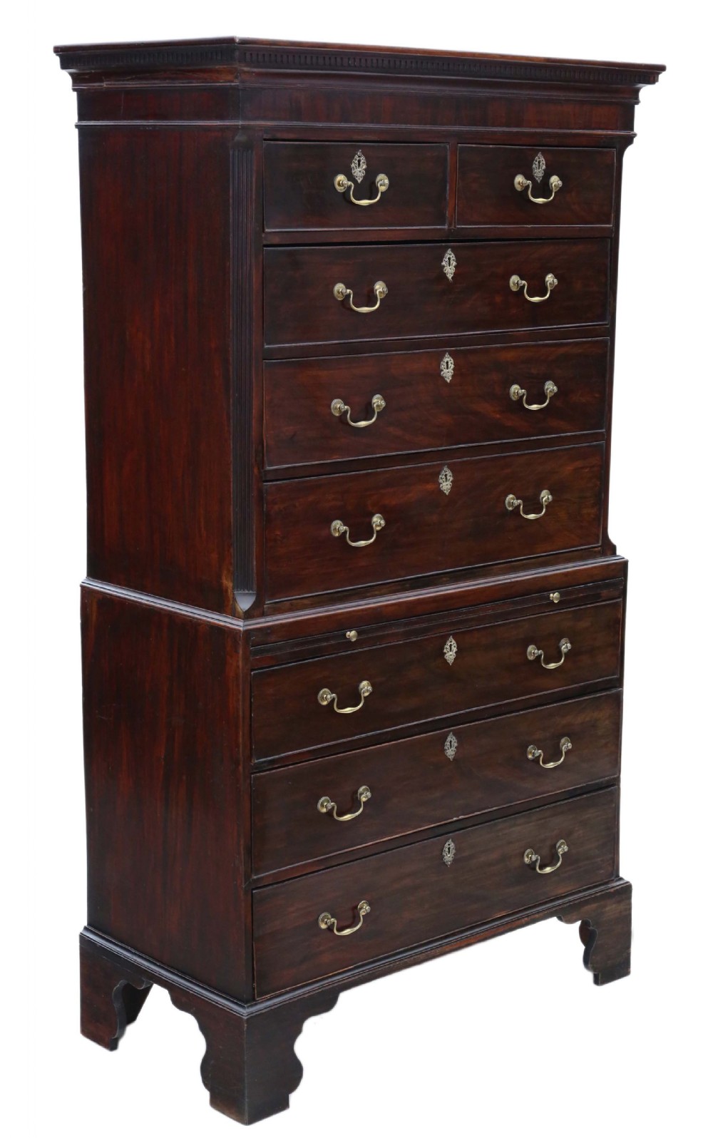 Antique 18th Century mahogany tallboy chest on chest of drawers