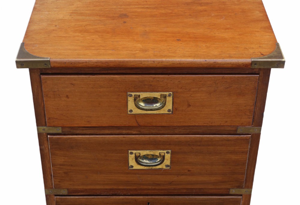 Antique quality mahogany campaign chest of drawers C1915 View V