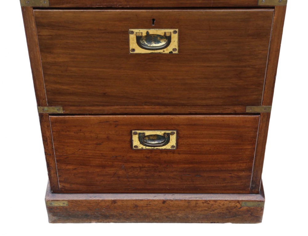Antique quality mahogany campaign chest of drawers C1915 View VI