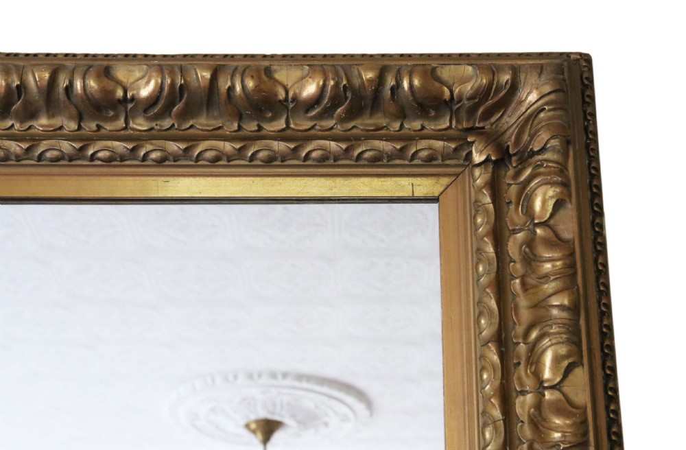 Antique large fine quality 19th Century gilt overmantle wall mirror View III