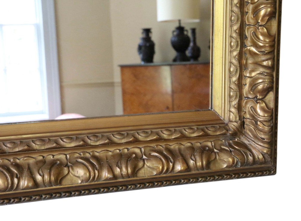Antique large fine quality 19th Century gilt overmantle wall mirror View VI
