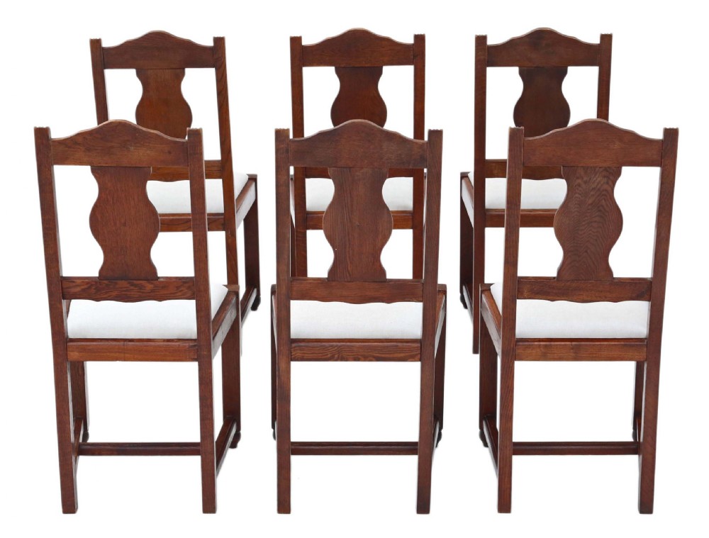 Antique quality set of six oak Art Nouveau dining chairs C1915 View II